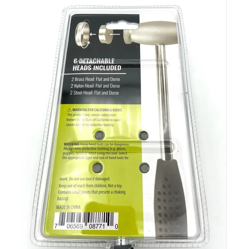 6 in 1 Jewelers Hammer with Metal Handle & 6 Interchangeable Heads by Sona E New